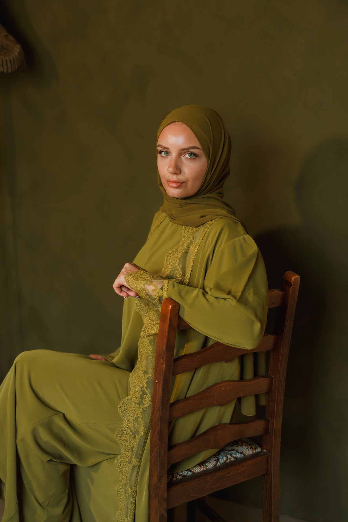 Green Lace Abaya