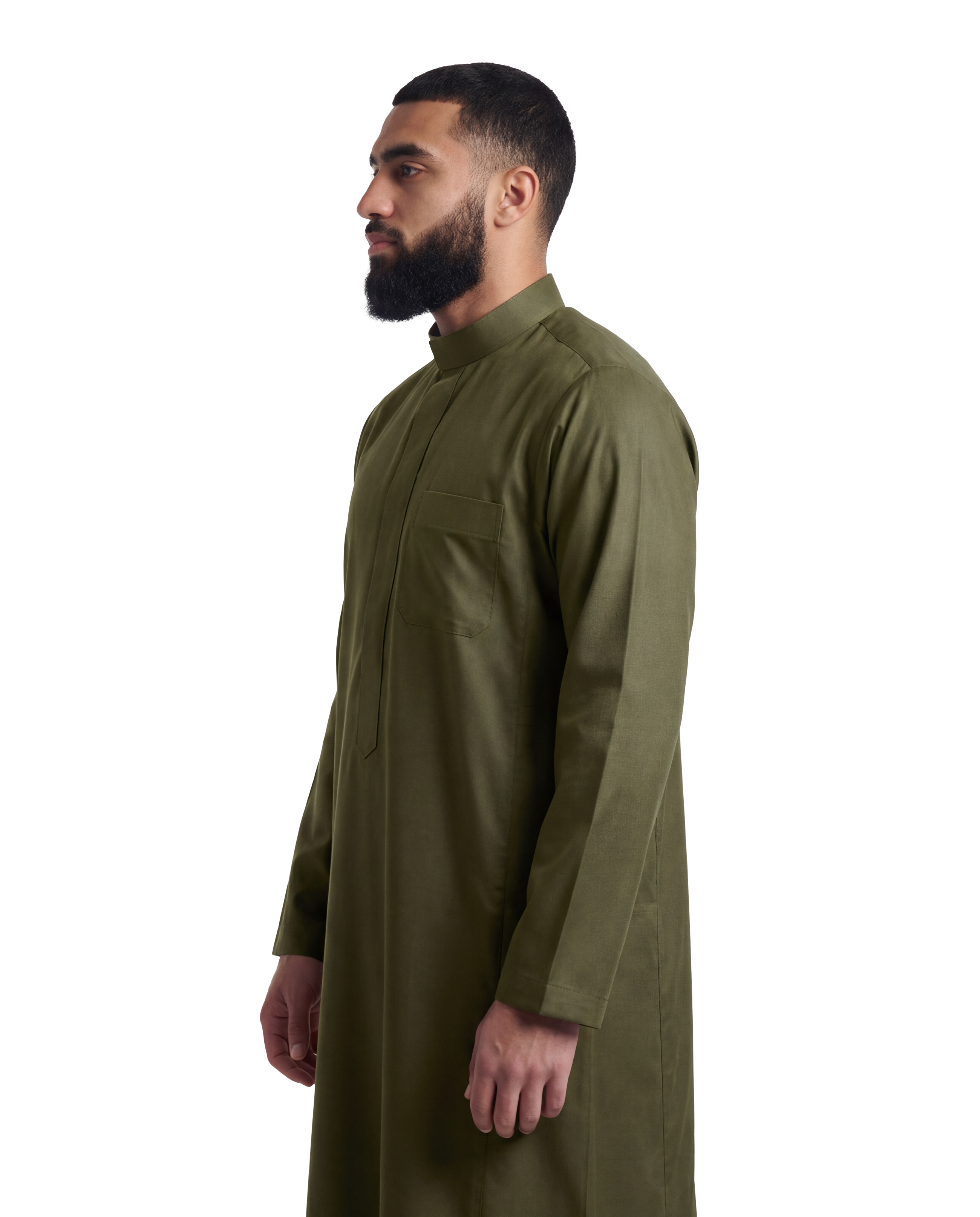 Deep Olive Kuwaiti Thobe | Japanese Cotton