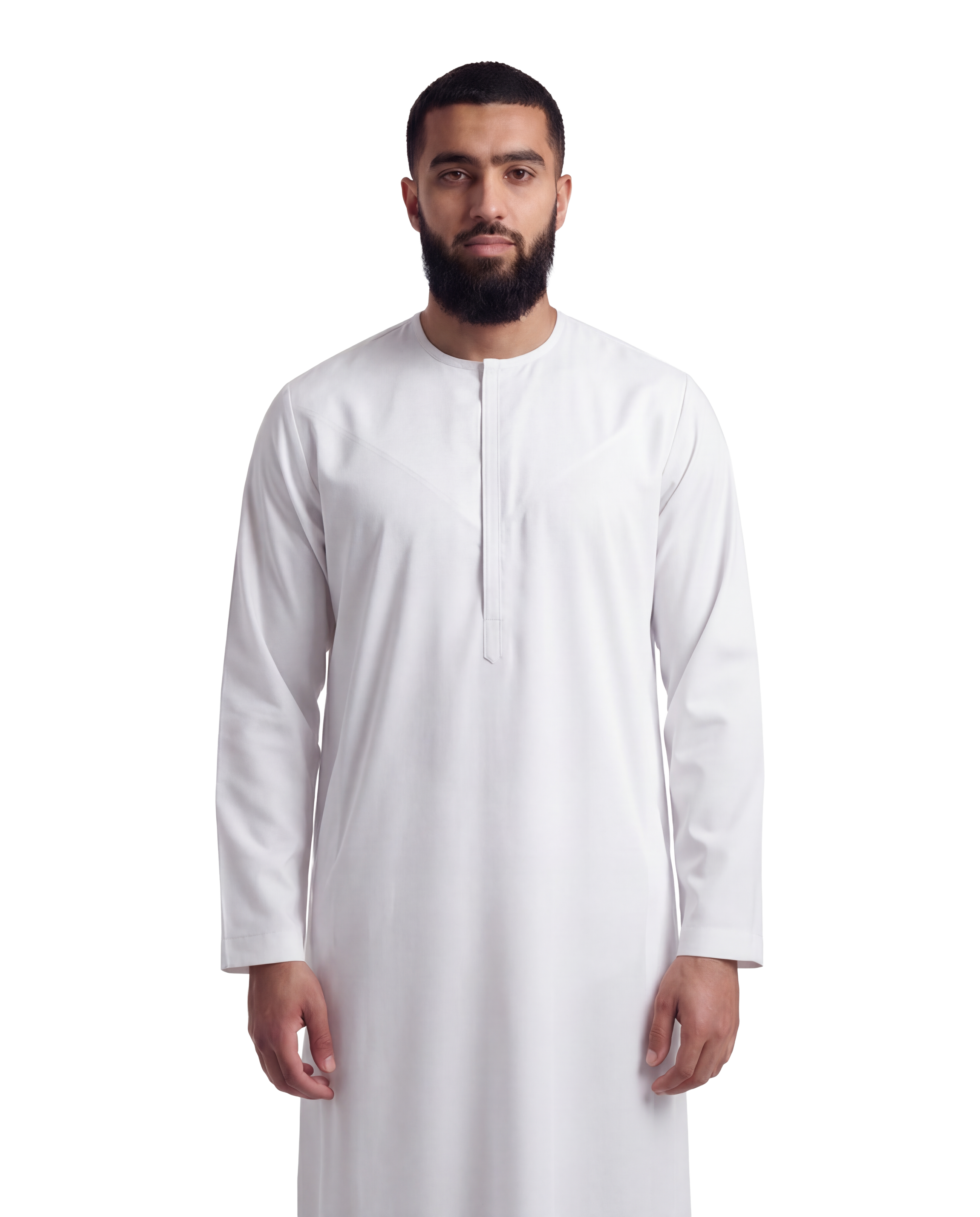 White Round Collar Thobe | Japanese Cotton