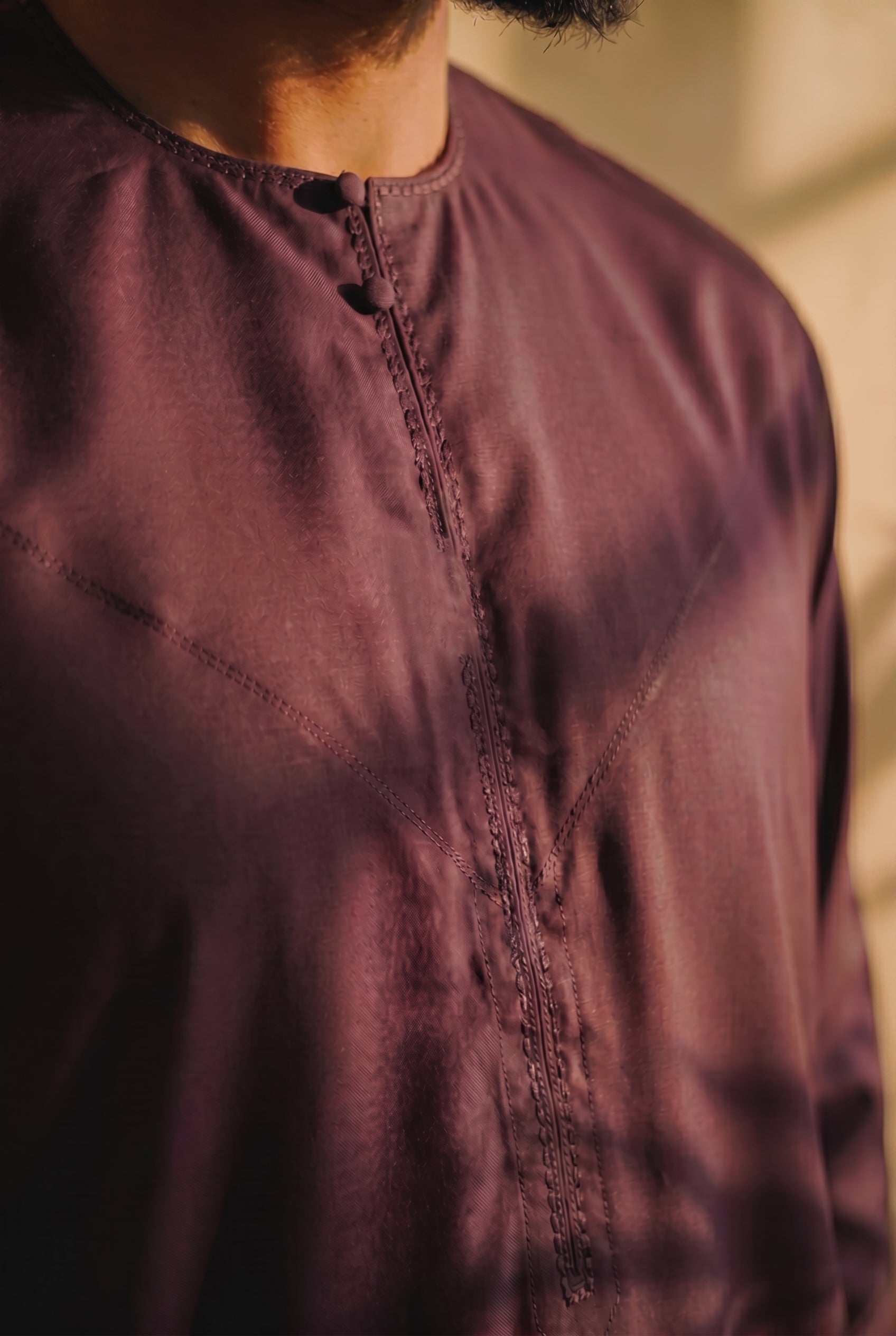 Plum Burgundy Emirati Thobe | Japanese Cotton