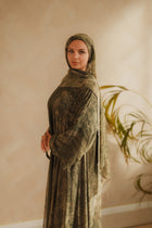 Green Printed Chiffon Abaya Set