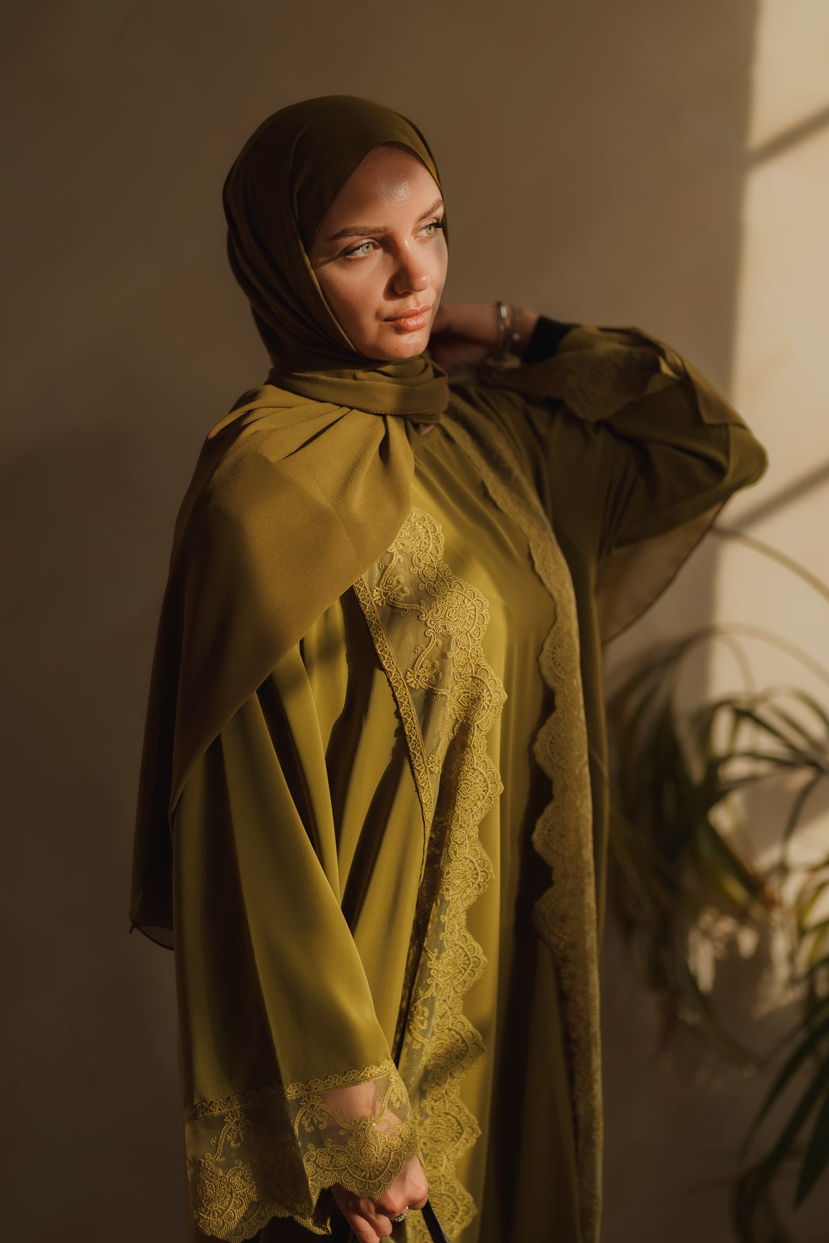 Green Lace Abaya