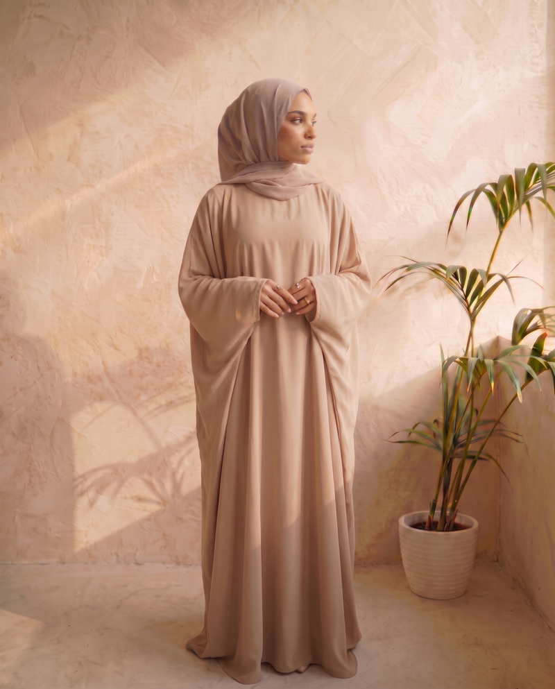 Beige Batwing Abaya