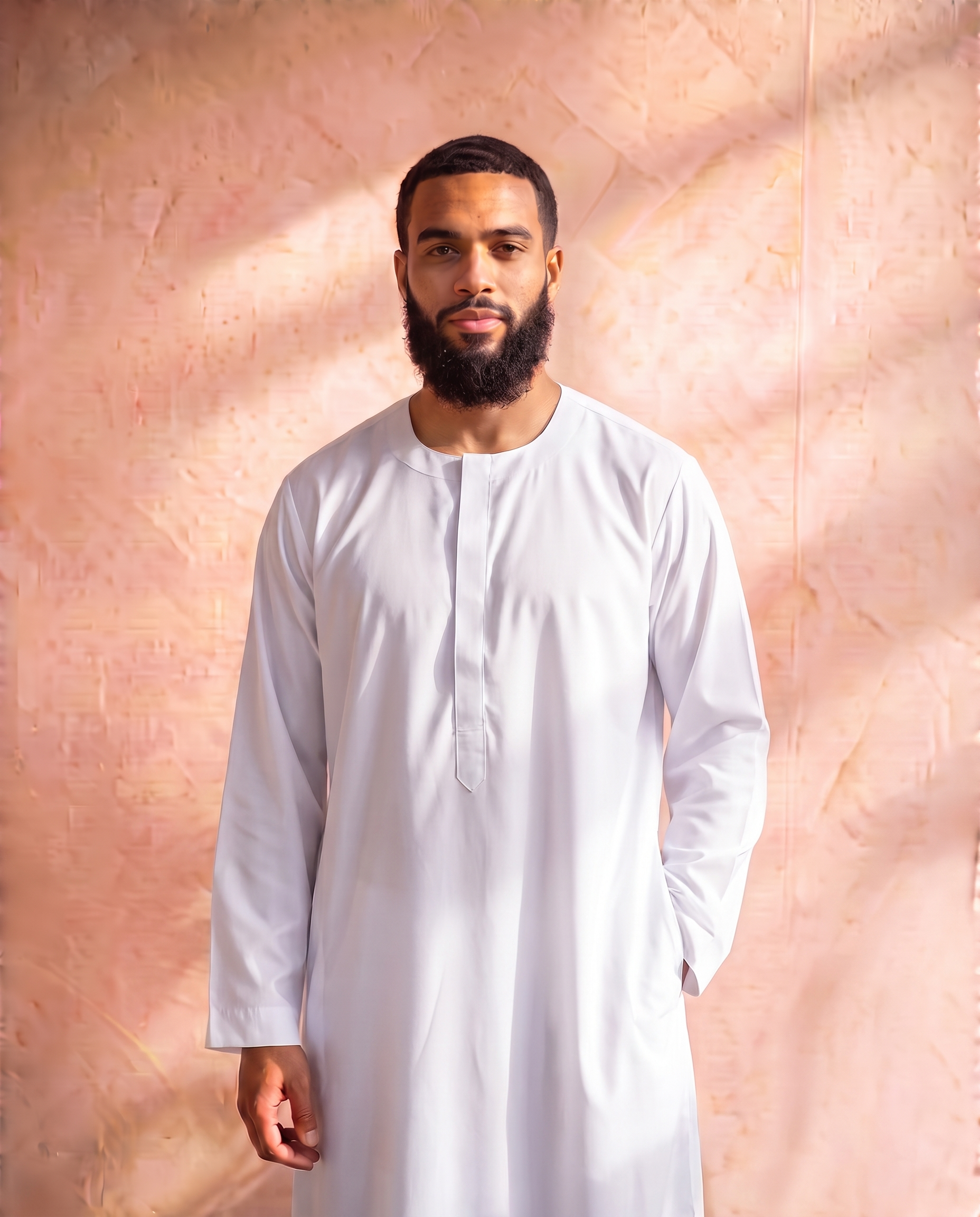 White Henley Thobe | Japanese Fabric