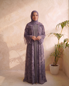 Purple Printed Chiffon Abaya Set [New Collection]