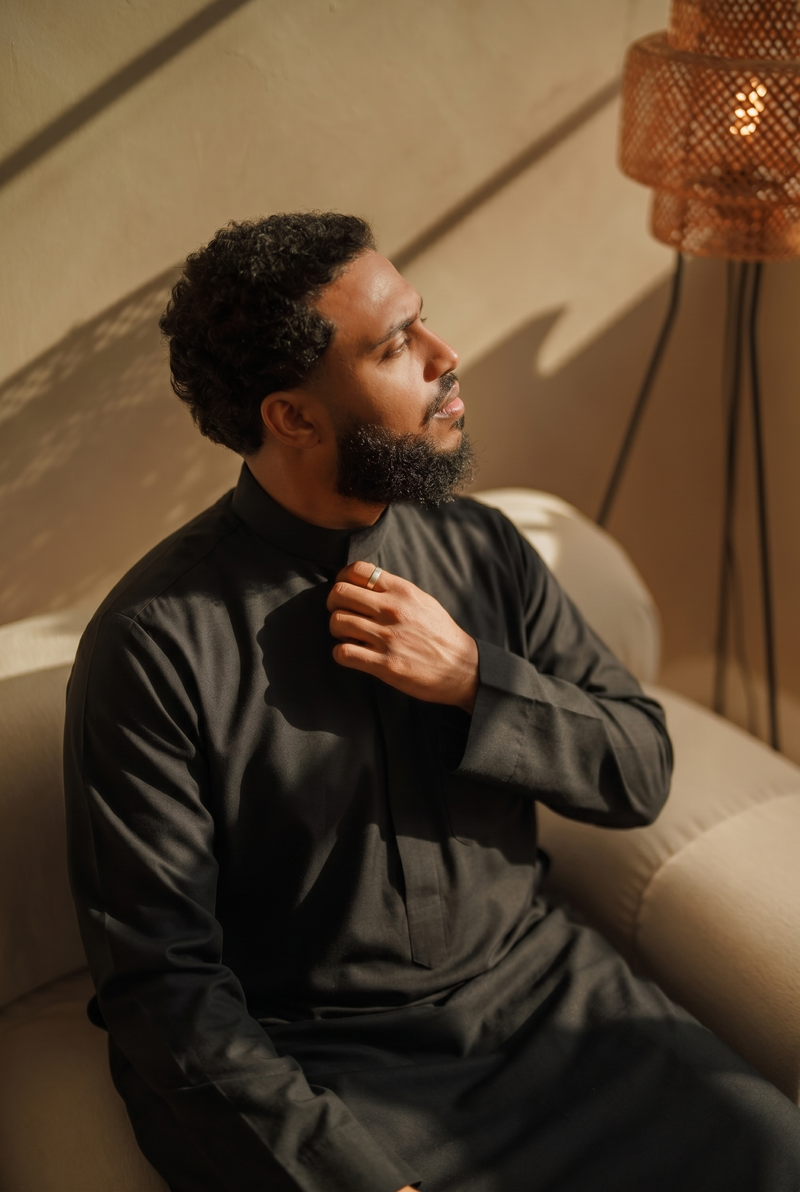 Black Kuwaiti Thobe | Japanese Cotton