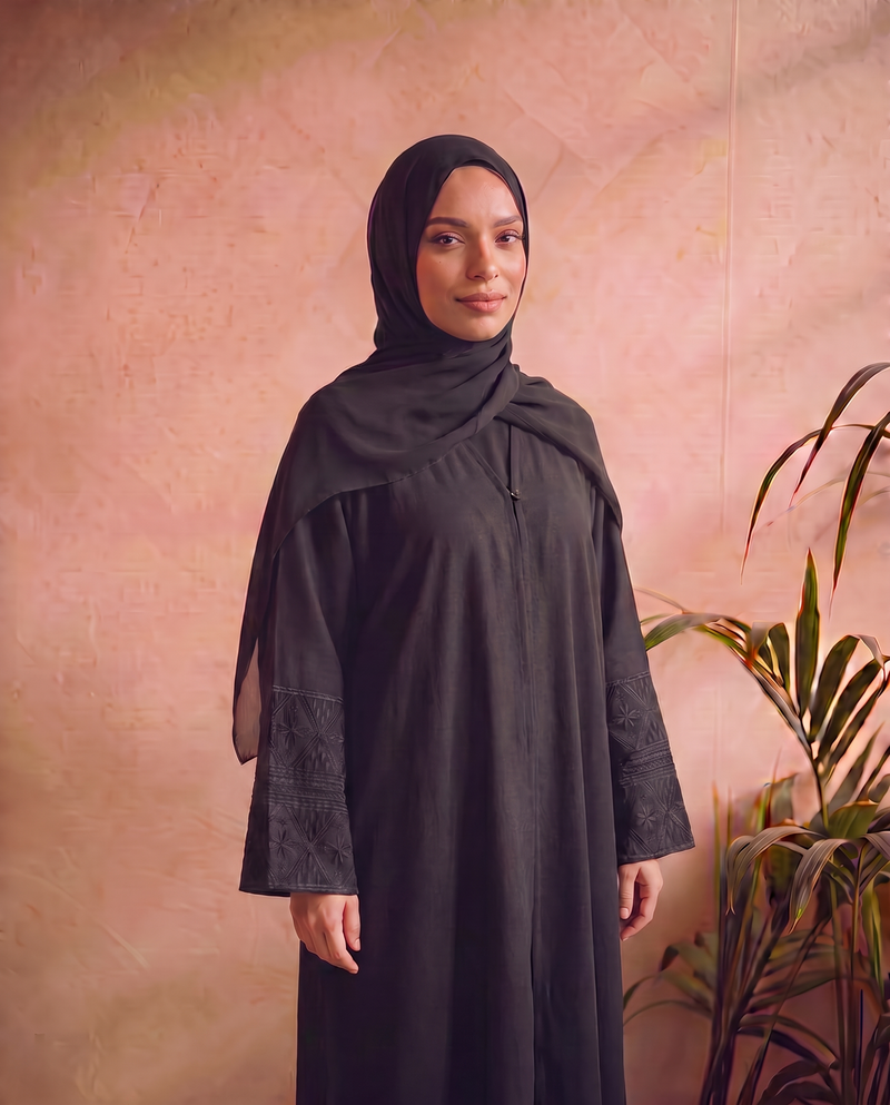 Black Safa Cotton Abaya