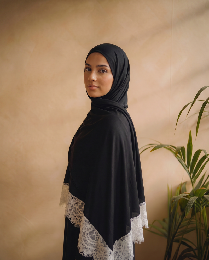 Black Lace Modal Hijab