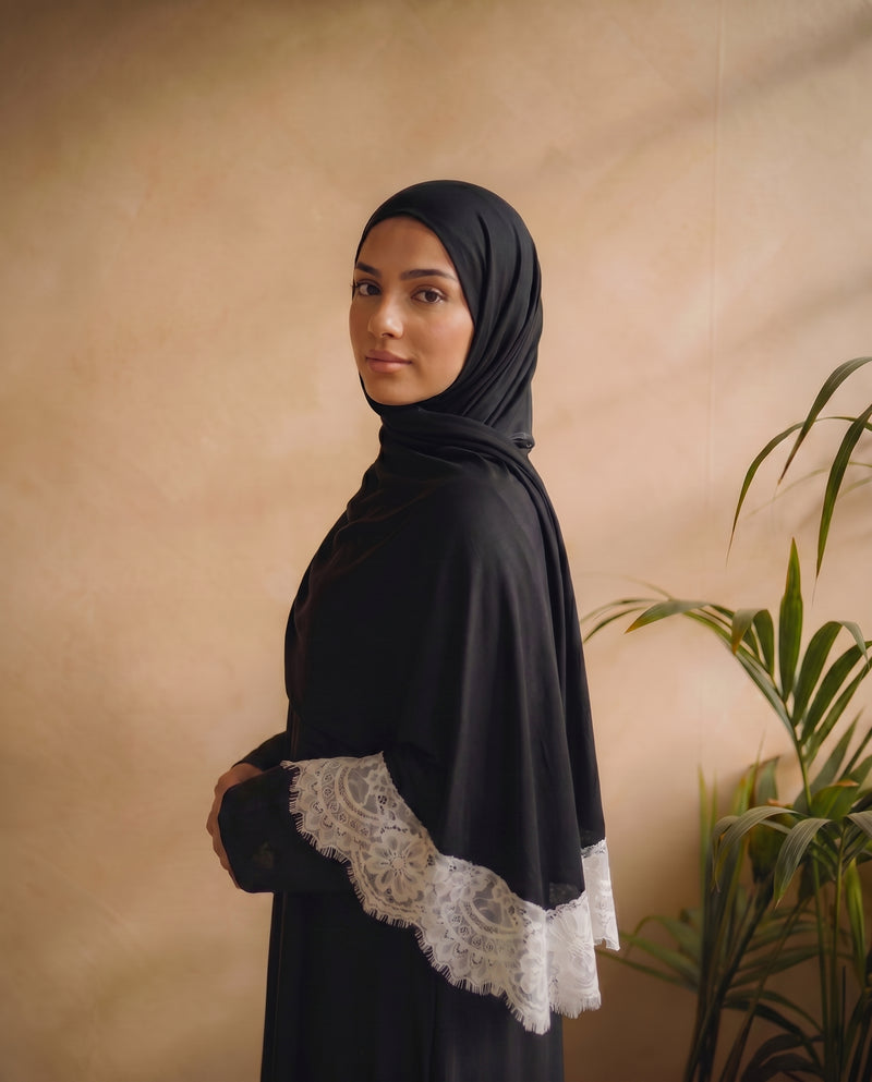 Black Lace Modal Hijab