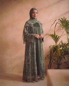 Green Printed Chiffon Abaya Set [New Collection]