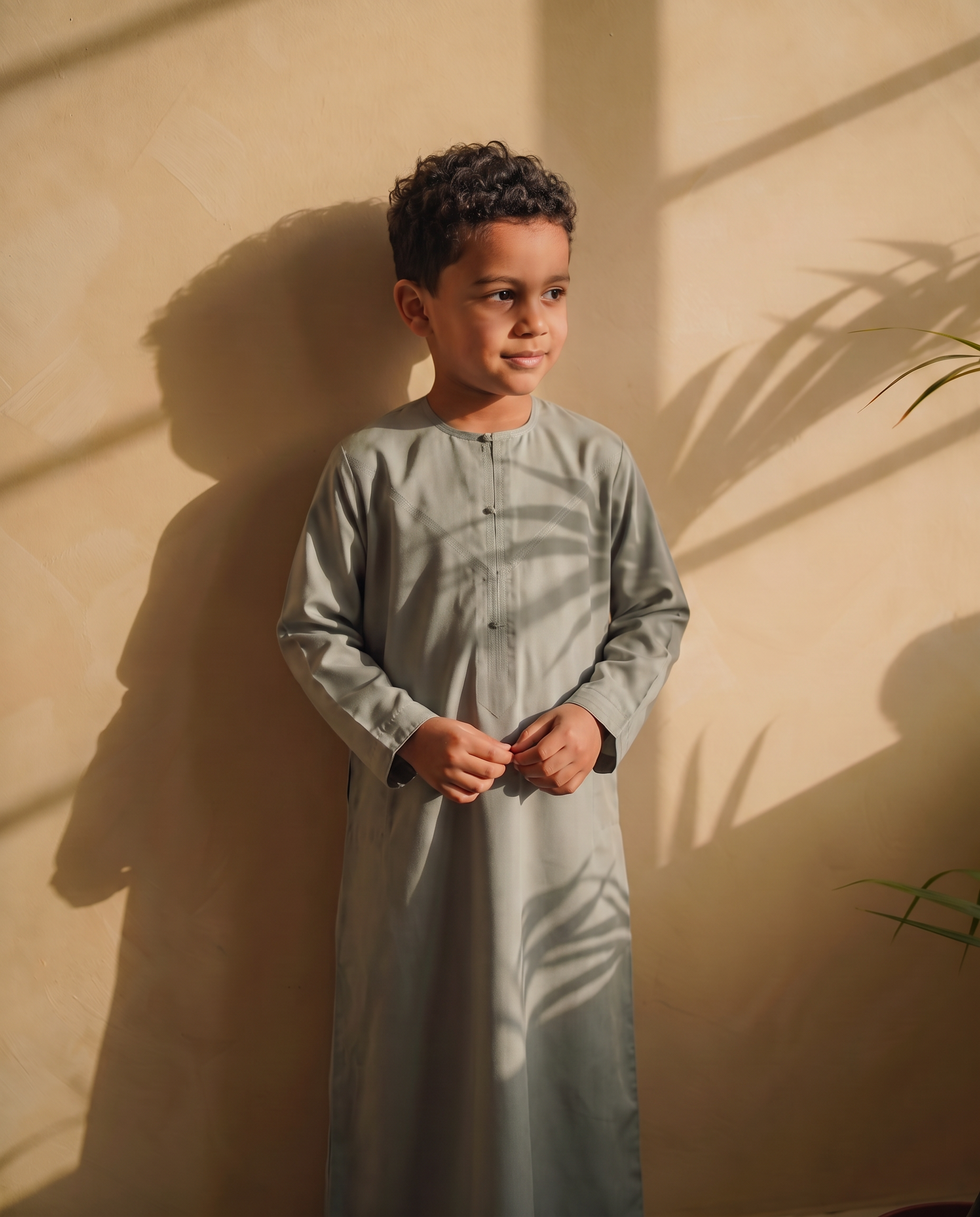 Boys Sage Green Emirati Thobe | Japanese Fabric