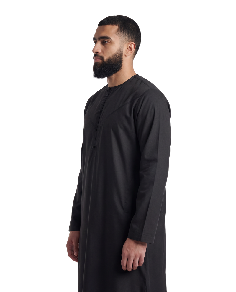Black Emirati Thobe | Japanese Cotton