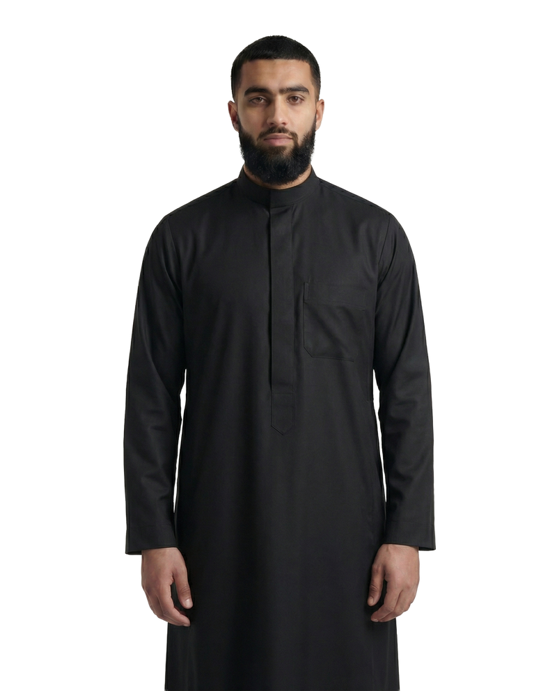Black Kuwaiti Thobe | Japanese Cotton