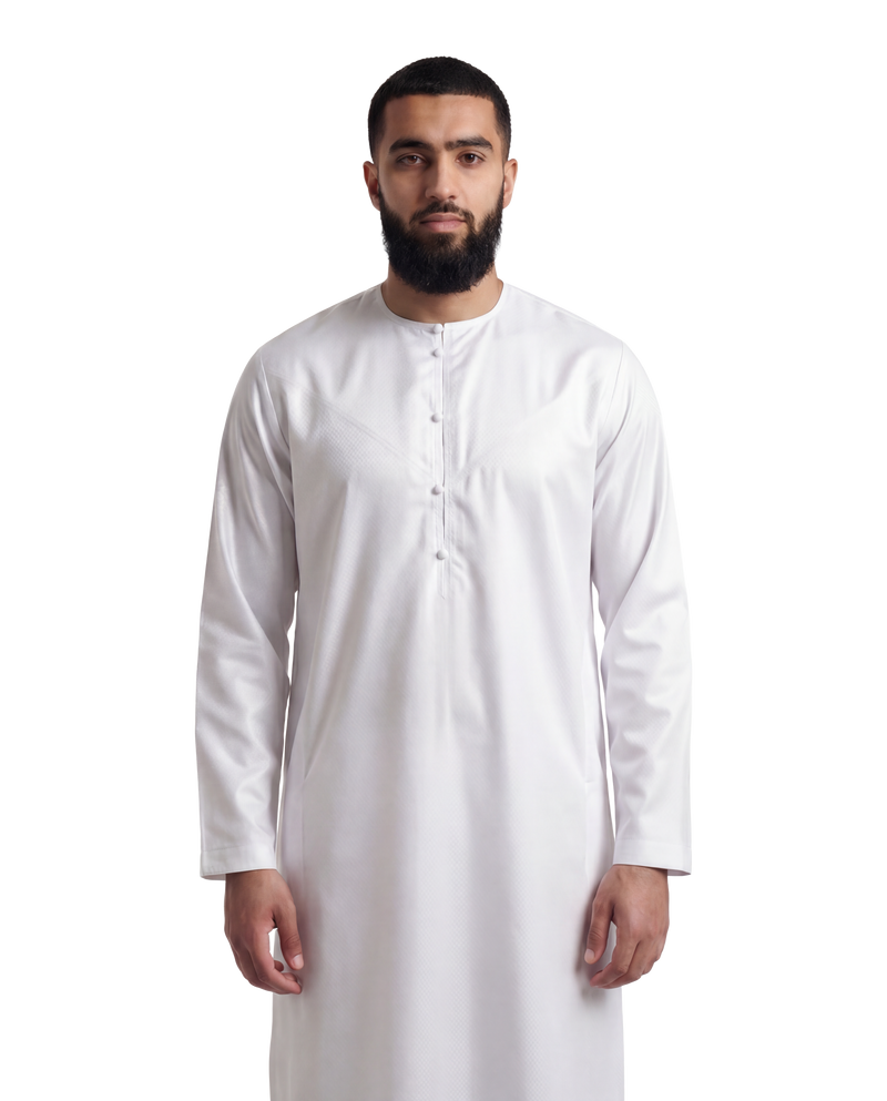 Textured White Emirati Thobe | Japanese Cotton