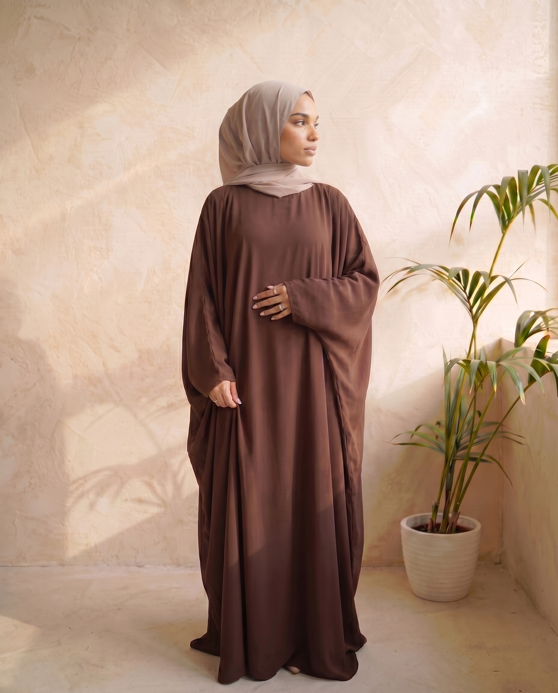 Brown Batwing Abaya