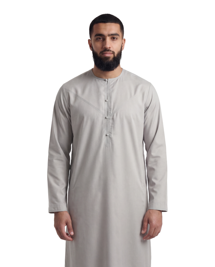 Grey Emirati Thobe | Japanese Cotton