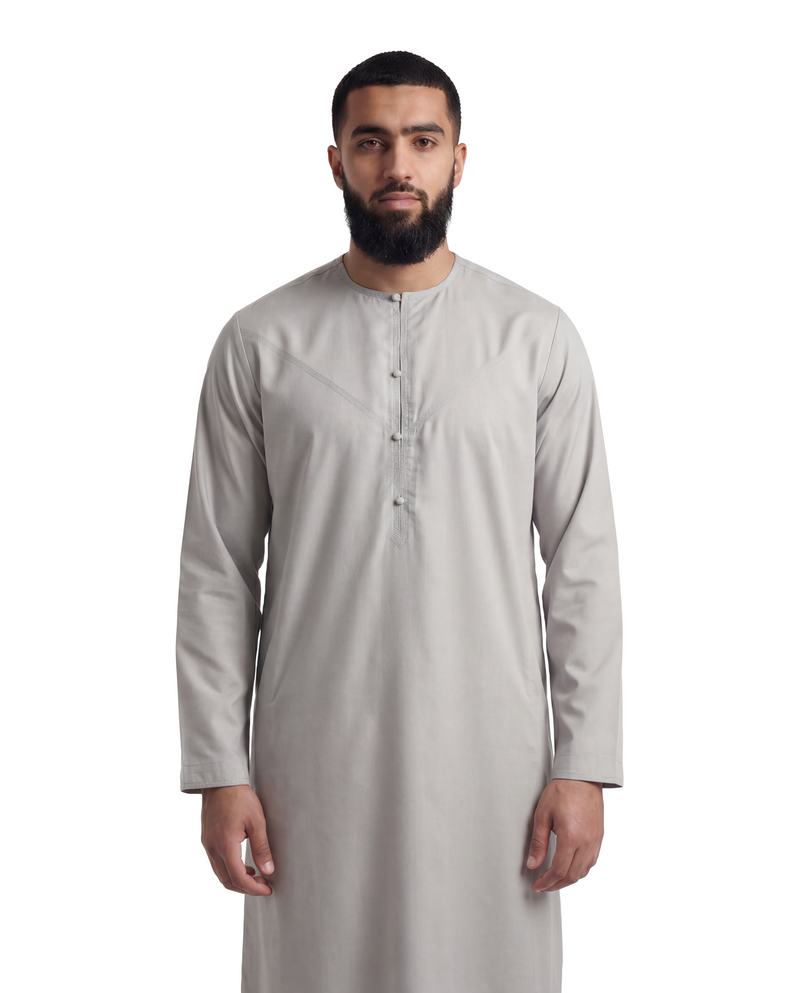 Grey Emirati Thobe | Japanese Cotton