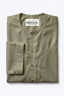 Desert Olive Green Emirati Thobe | Japanese Cotton