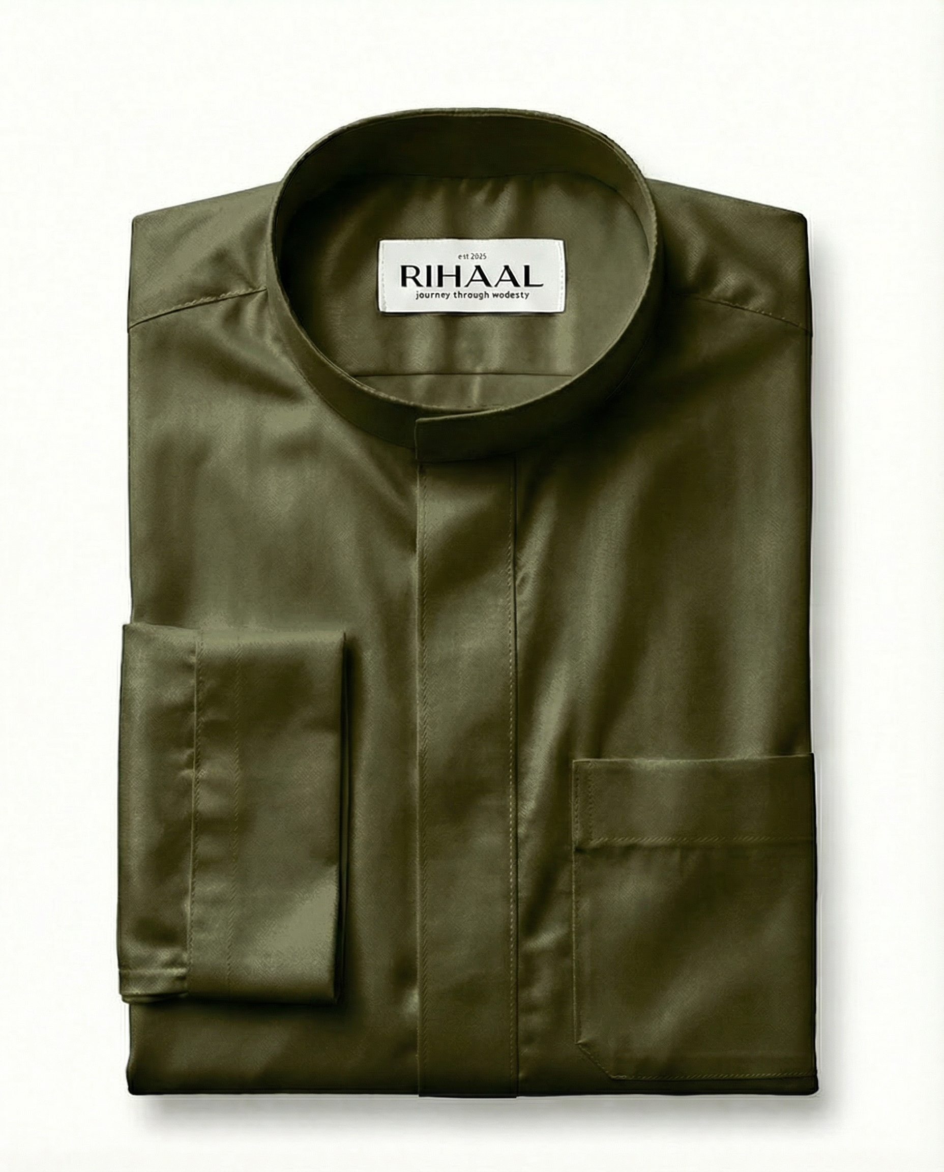 Deep Olive Kuwaiti Thobe | Japanese Cotton