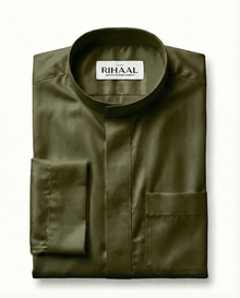 Deep Olive Kuwaiti Thobe | Japanese Cotton