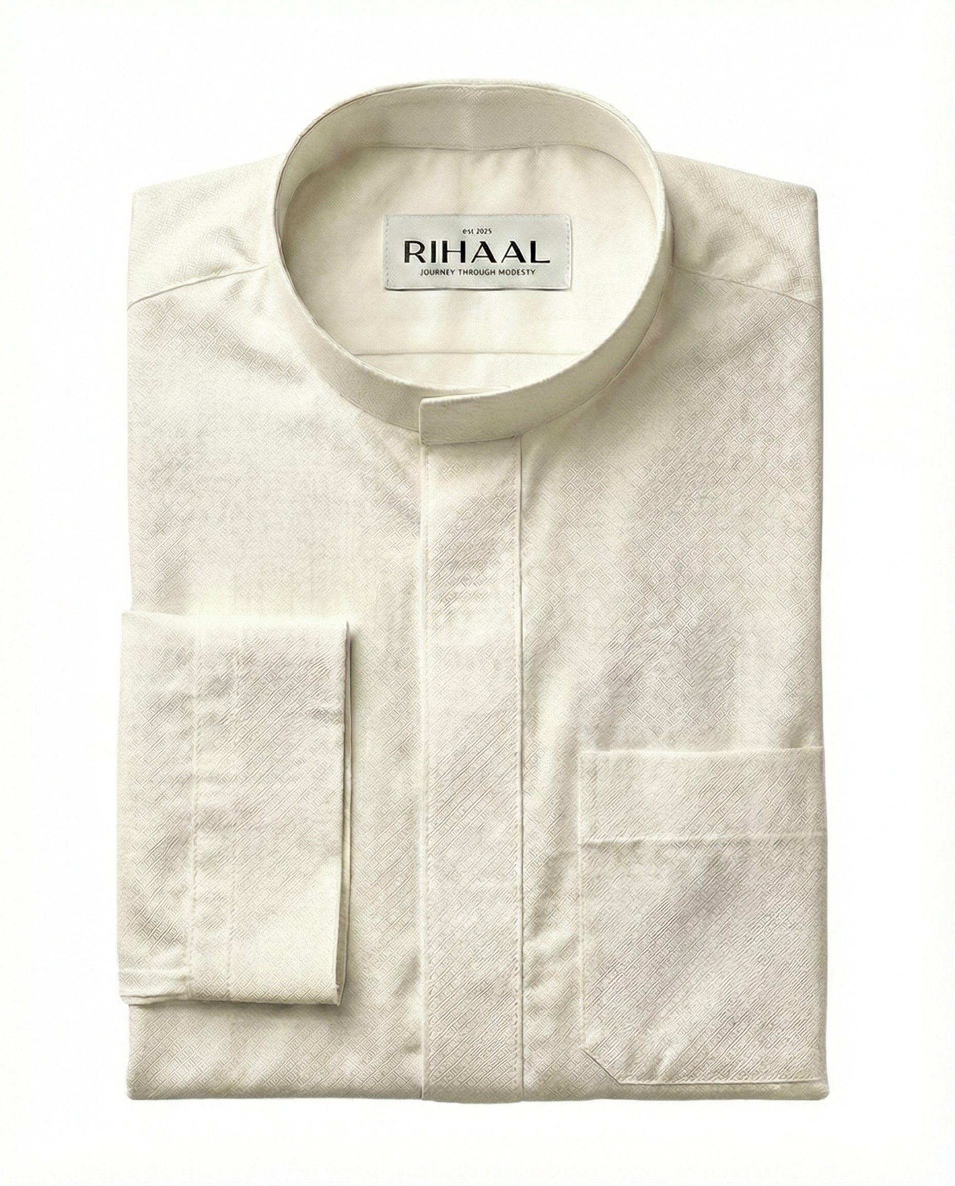 Textured Off White Kuwaiti Thobe | Japanese Cotton | Rihaal