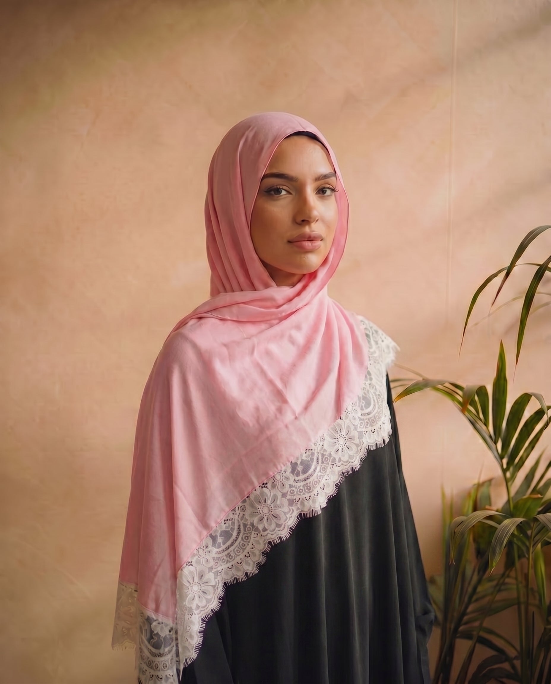 Pink Lace Modal Hijab