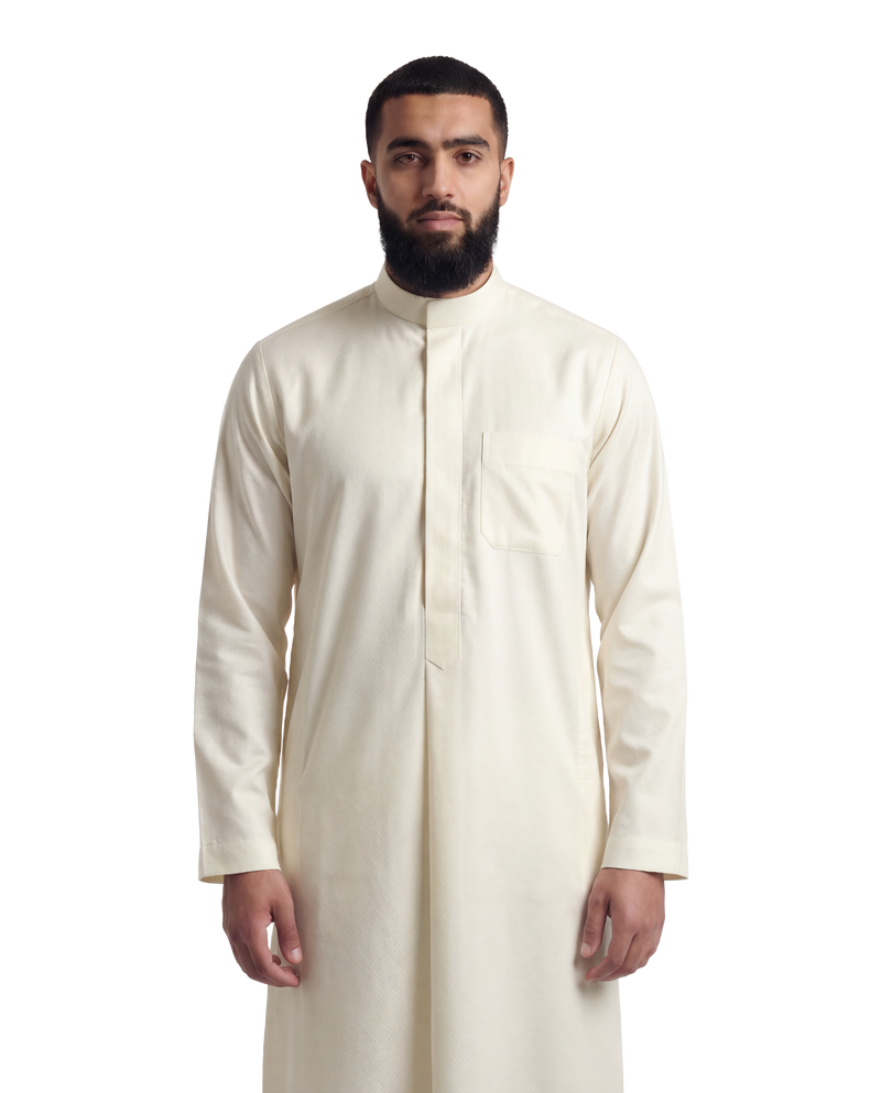 Textured Off White Kuwaiti Thobe | Japanese Cotton
