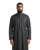 Pinstripe Black Kuwaiti Thobe | Japanese Cotton