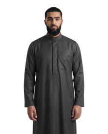 Pinstripe Black Kuwaiti Thobe | Japanese Cotton