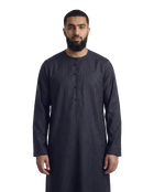 Pinstripe Navy Blue Emirati Thobe | Japanese Cotton