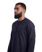 Pinstripe Navy Blue Emirati Thobe | Japanese Cotton