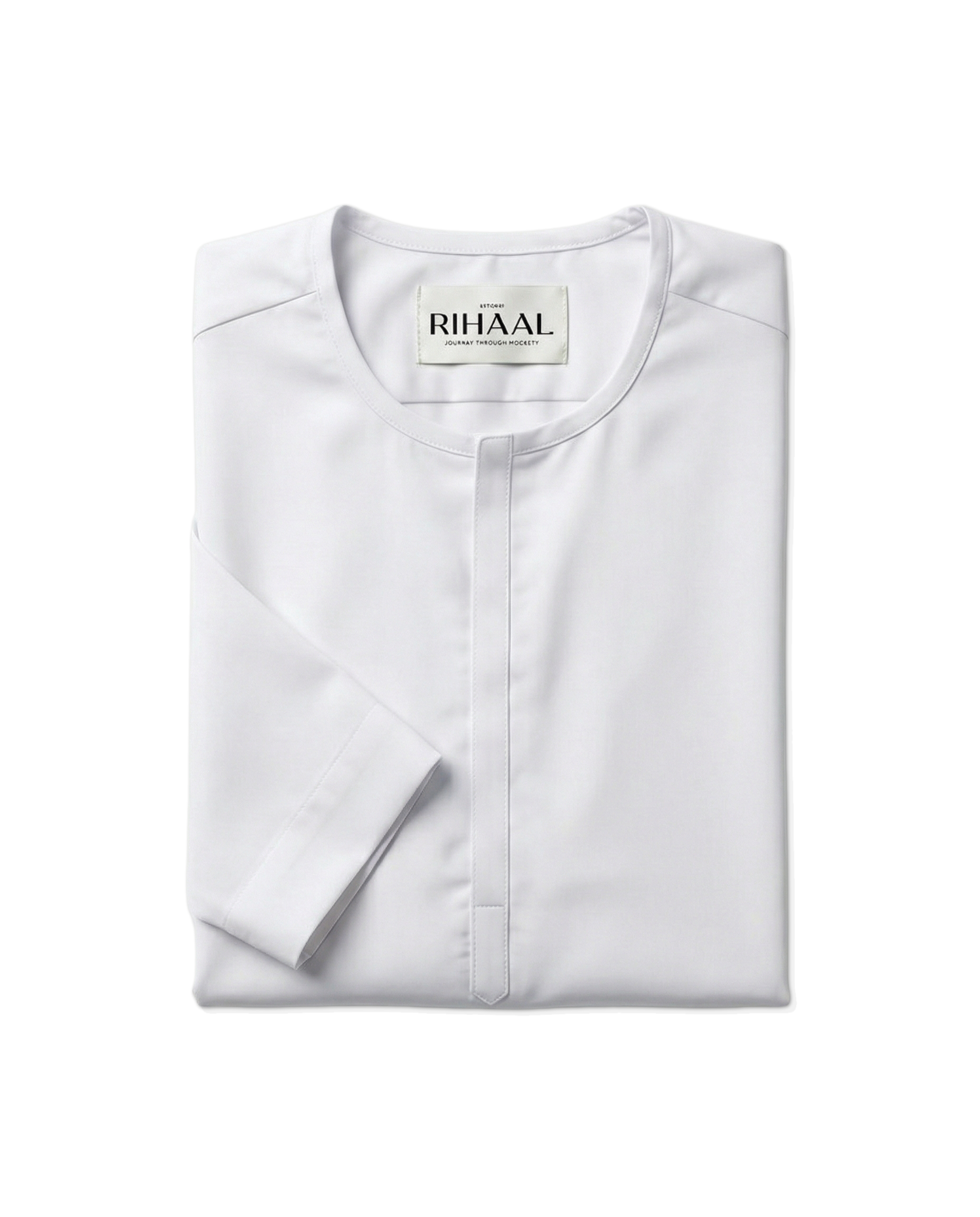 White Round Collar Thobe | Japanese Cotton