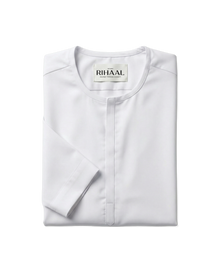 White Round Collar Thobe | Japanese Cotton