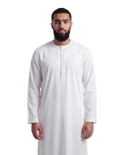 White Round Collar Thobe | Japanese Cotton