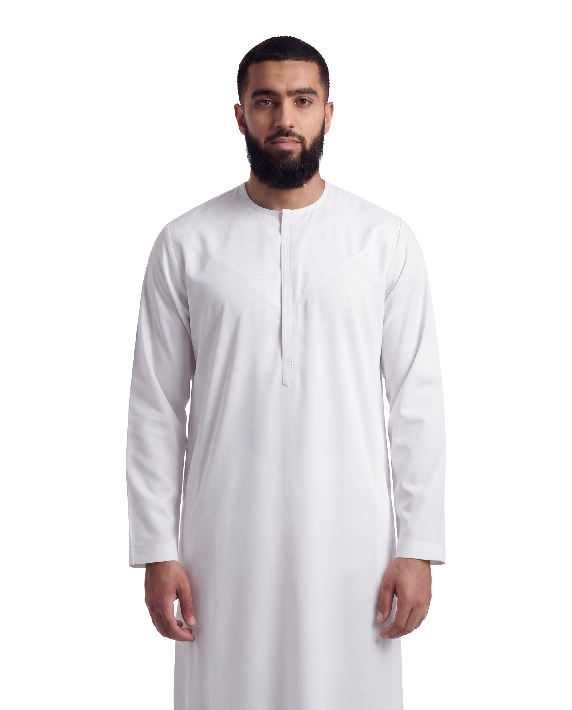 White Round Collar Thobe | Japanese Cotton