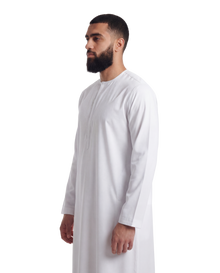 White Round Collar Thobe | Japanese Cotton