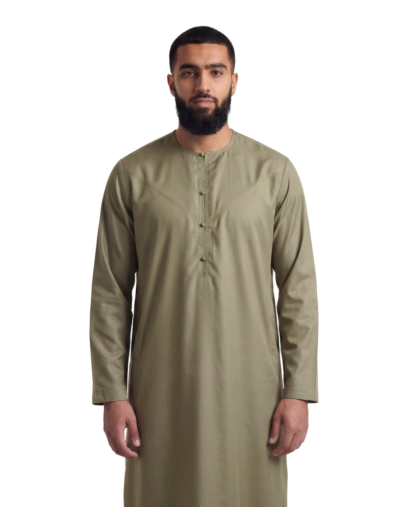 Sage Olive Emirati Thobe | Japanese Cotton