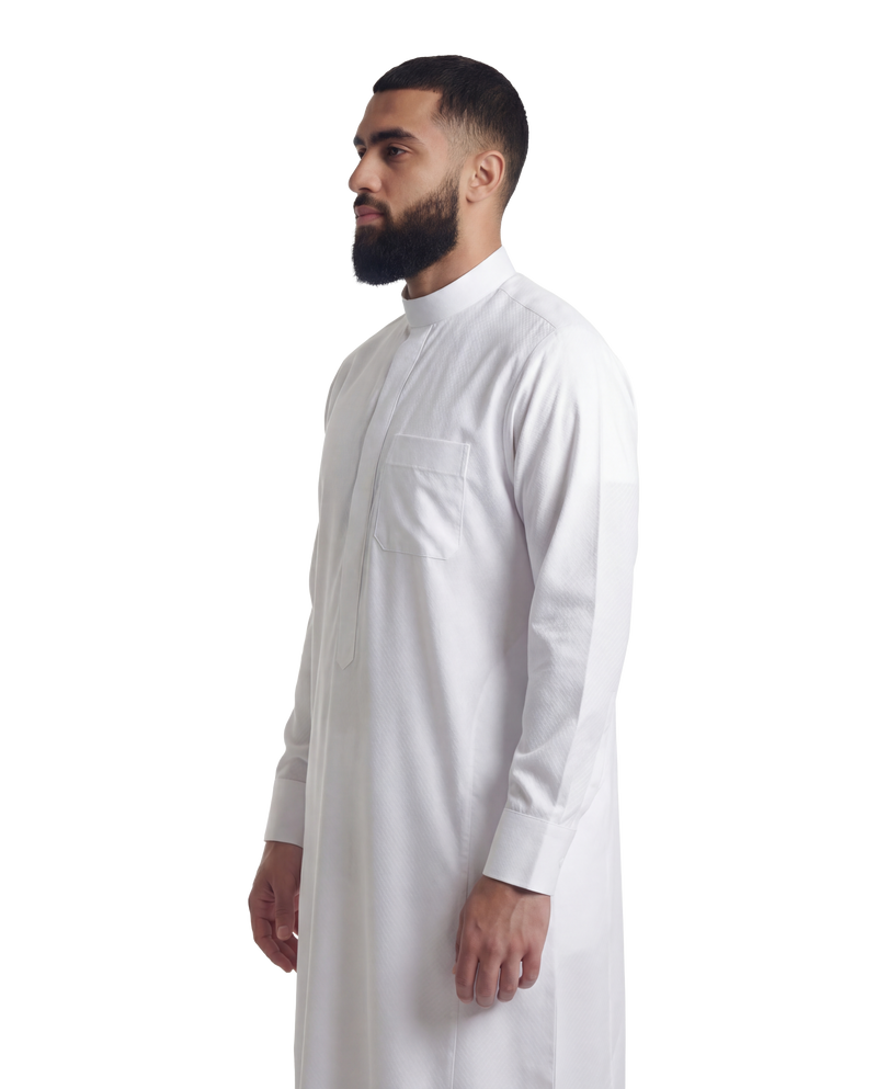 Textured White Kuwaiti Thobe | Japanese Cotton